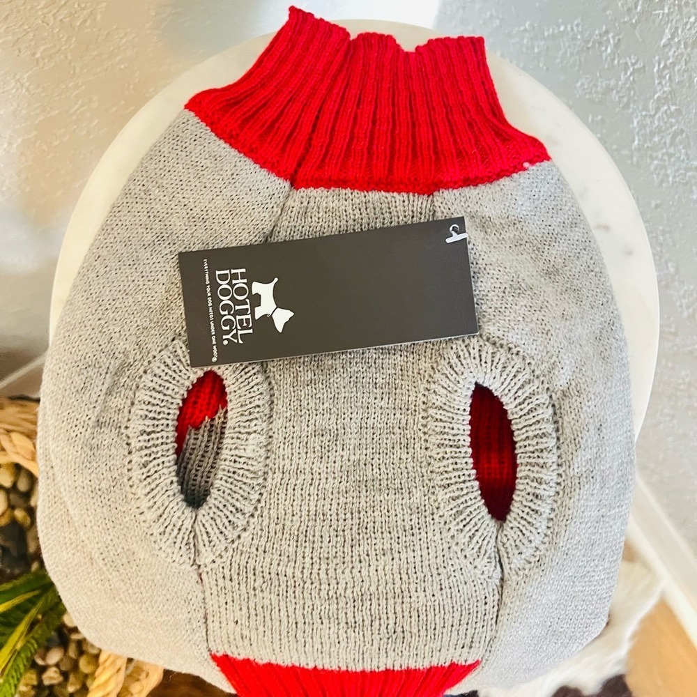 HOTEL DOGGY Pride Santa Dog Sweater, Red/Gray, Gay‎ Pride, Small, NWT - Picture 8 of 12